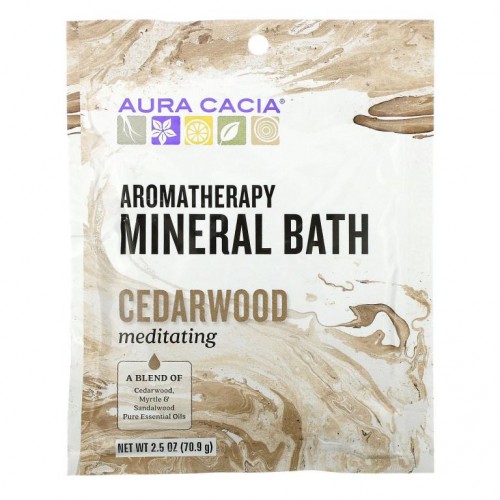 Aura Cacia, 아로마테라피 미네랄 배스, 메디테이팅 체다우드, 70.9g(2.5oz)