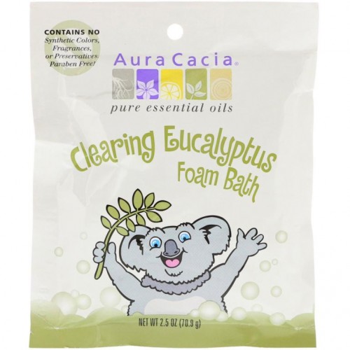 Aura Cacia, 클리어링 거품 입욕제, 유칼립투스, 70.9g(2.5oz)