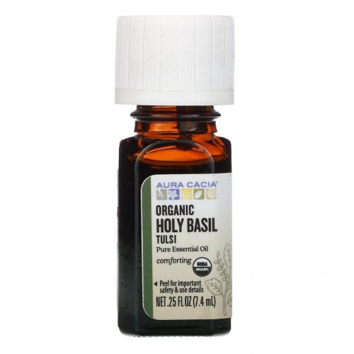 Aura Cacia, 순수 에센셜 오일, 유기농 홀리 바질 툴시, 7.4ml(0.25fl oz)