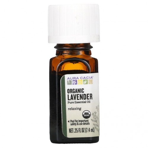 Aura Cacia, 순수 에센셜 오일, 유기농 라벤더, 7.4ml(0.25fl oz)