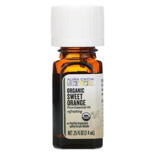 Aura Cacia, 퓨어 에센셜 오일, 유기농 스위트 오렌지, 7.4ml(0.25fl oz)
