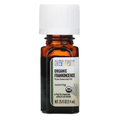 Aura Cacia, 퓨어 에센셜 오일, 유기농 유향, 7.4ml(0.25fl oz)