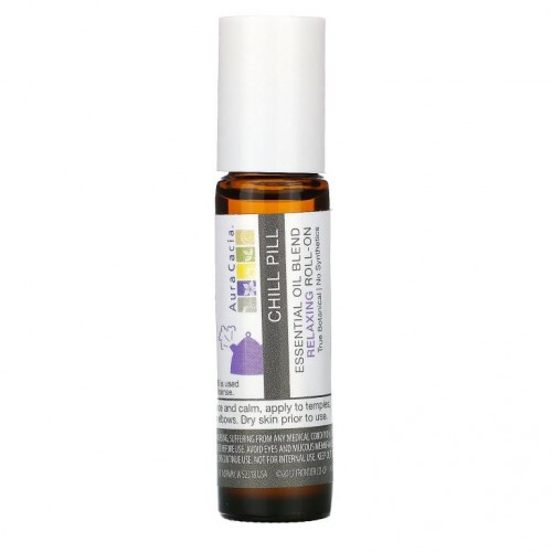 Aura Cacia, 에센셜 오일 블렌드, 릴렉싱 롤온, Chill Pill, 9.2ml(0.31fl oz)