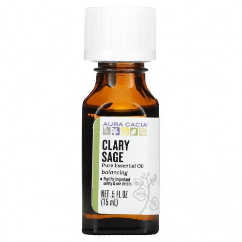 Aura Cacia, 100% 순수 에센셜 오일, 클라리세이지, 밸런싱, 0.5 액량 온스 (15ml)