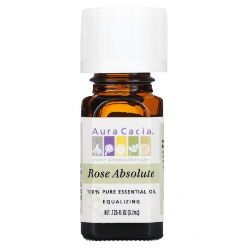 Aura Cacia, 100% 순수 에센셜 오일, 절대 장미 .125 fl oz (3.7mL)