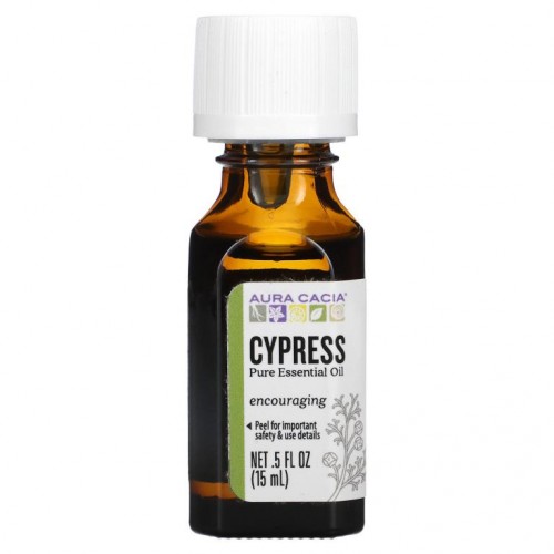Aura Cacia, 100% 순수 에센셜 오일, Cypress, 15ml(0.5fl oz)