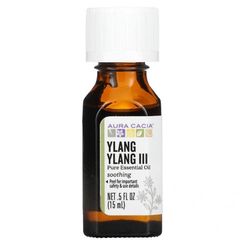 Aura Cacia, 100% 퓨어 에센셜 오일, 일랑 일랑 III, 관능적인, .5액량 온스 (15 ml)