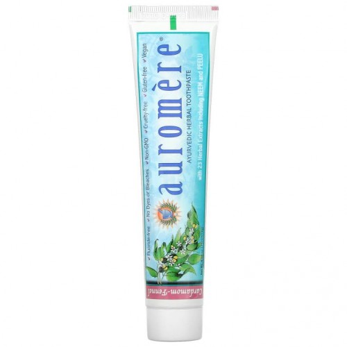 Auromere, 아유르베딕 허벌 치약, 무거품, 카다멈-회향 맛, 4.16 온스 (117 g)