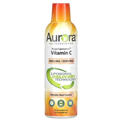 Aurora Nutrascience, 메가 리포소말 비타민C, 유기농 과일 맛, 3,000mg, 480ml(16fl oz)