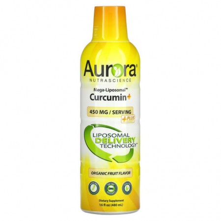 Aurora Nutrascience, Mega-Liposomal Curcumin+, 유기농 과일 맛, 600mg, 480ml(16fl oz)