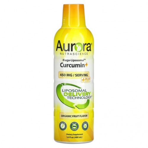 Aurora Nutrascience, Mega-Liposomal Curcumin+, 유기농 과일 맛, 600mg, 480ml(16fl oz)