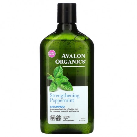 Avalon Organics, 샴푸, 스트렝스닝, 페퍼민트, 325ml(11fl oz)