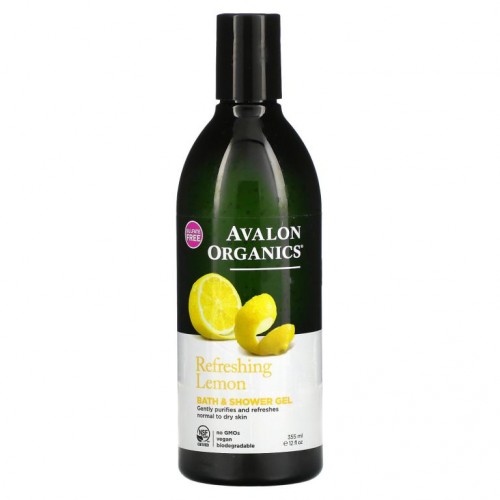 Avalon Organics, 배스 & 샤워 젤, 레몬, 12 fl oz (355 ml)