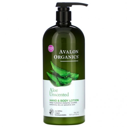 Avalon Organics, 핸드 & 바디 로션, 알로에 무향, 907g(32oz)