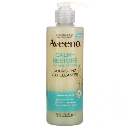 Aveeno, 진정 + 회복, 영양 공급 오트 클렌저, 무향, 232ml(7.8fl oz)
