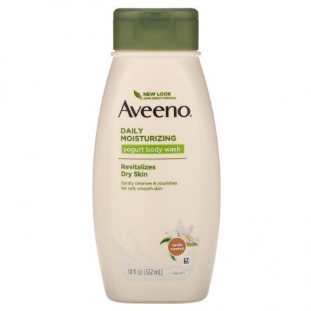 Aveeno, 데일리 모이스처라이징 요거트 바디워시, 바닐라, 532ml (18 fl oz)