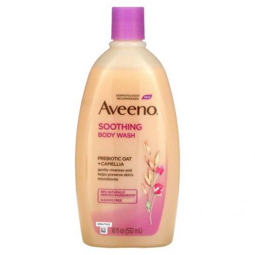 Aveeno, 수딩 바디워시, 프리바이오틱 오트 + 카멜리아, 532ml (18 fl oz)
