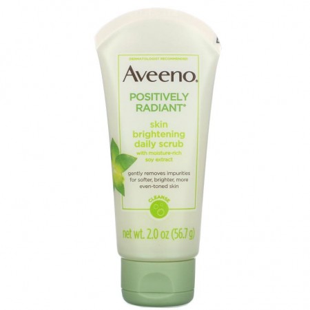 Aveeno, 포지티블리 래디언트, 스킨 브라이트닝 데일리 스크럽, 56.7g (2.0 oz)