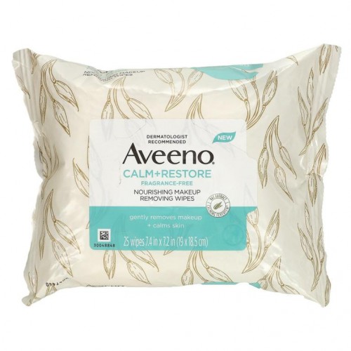 Aveeno, 진정 + 회복, 영양 공급 메이크업 리무빙 티슈, 무향, 25장