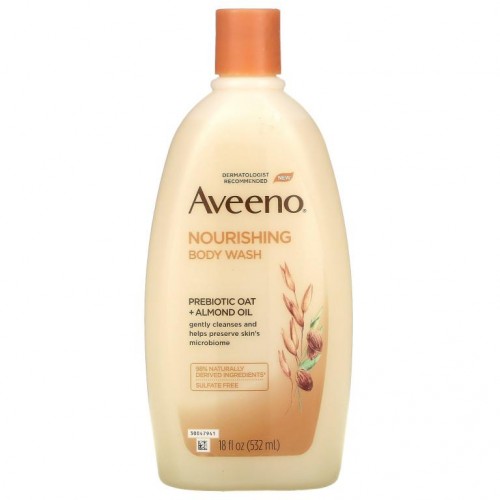 Aveeno, 너리싱 바디워시, 프리바이오틱 오트 + 아몬드 오일, 532ml (18 fl oz)