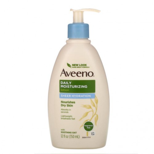 Aveeno, Active Naturals, 데일리 모이스쳐라이징 로션, 시어 하이드레이션, 무향, 12 fl oz (350 ml)
