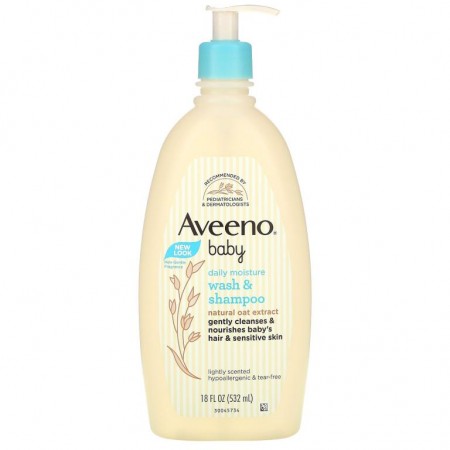 Aveeno, Baby, 데일리 모이스처 워시 & 샴푸, 은은한 향, 532ml(18fl oz)