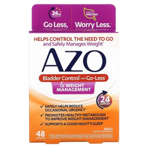 Azo, Bladder Control, Go-Less 함유, 체중 관리, 캡슐 48정