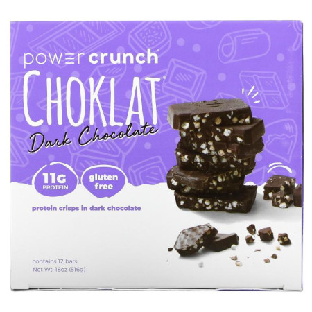 BNRG, POWER CRUNCH 크리스프 프로틴바, Choklat, 다크 초콜릿, 12개입, 개당 43g(1.5oz)