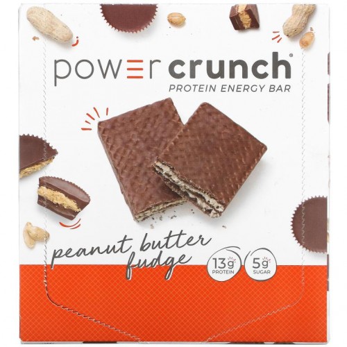 BNRG, Power Crunch 프로틴 에너지 바, 피넛버터 퍼지, 바 12개, 개당 40g(1.4oz)
