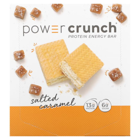 BNRG, 파우더 크런치 단백질 에너지 바, 오리지널, 솔티드 카라멜, 12 개입, 각 40 g(1.4 oz)