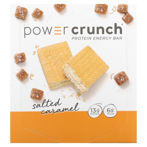 BNRG, 파우더 크런치 단백질 에너지 바, 오리지널, 솔티드 카라멜, 12 개입, 각 40 g(1.4 oz)