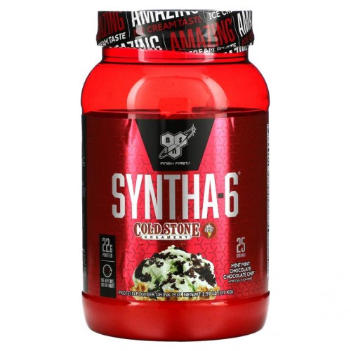 BSN, 신타-6, 콜드 스톤 크리머리, 민트 민트 초콜릿 초콜릿 칩, 2.59 lb (1.17 kg)