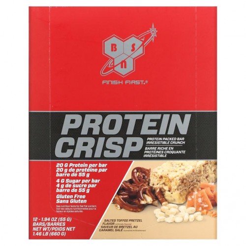 BSN, 프로틴 크리스프, 단백질바, 솔티드 토피 프레첼, 바 12개, 각 57g(2.01oz)