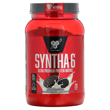 BSN, Syntha-6, 울트라 프리미엄 단백질 구성, 쿠키 앤 크림, 1.32kg(2.91lbs)