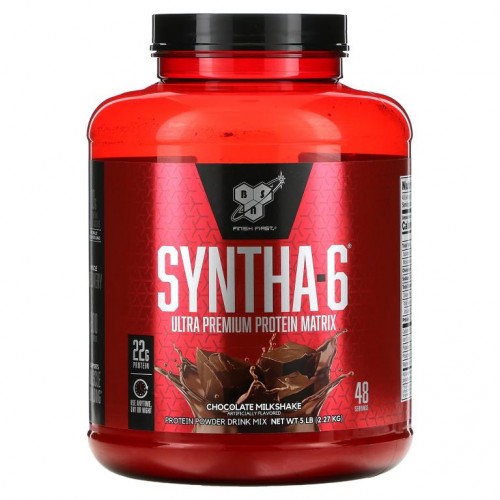 BSN, Syntha-6, 울트라 프리미엄 프로틴 매트릭스, 초콜릿 밀크셰이크, 2.27kg(5lbs)
