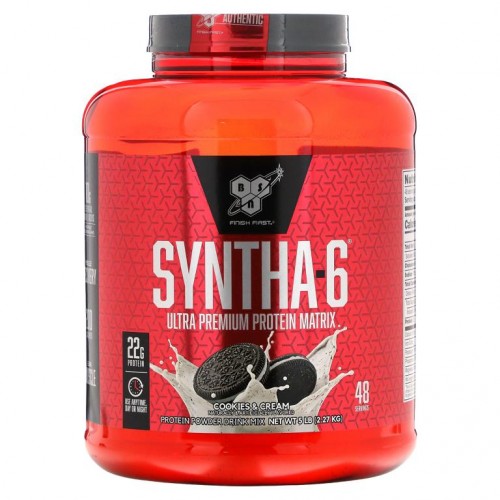BSN, Syntha-6, 프로틴 파우더 드링크 믹스, 쿠키 앤 크림, 5.04 파운드 (2.29 kg)