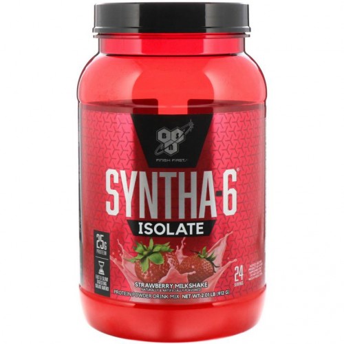 BSN, Syntha-6 Isolate, 단백질 분말 드링크 믹스, 딸기 밀크셰이크, 912g(2.01lbs)