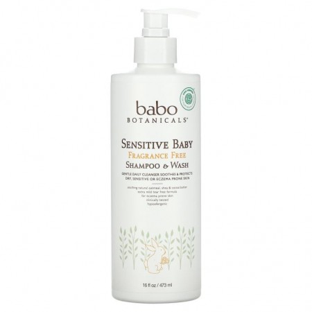 Babo Botanicals, 민감한 아기피부용, 샴푸 & 워시, 무향제품, 473 ml (16 fl oz)