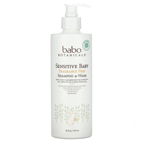 Babo Botanicals, 민감한 아기피부용, 샴푸 & 워시, 무향제품, 473 ml (16 fl oz)