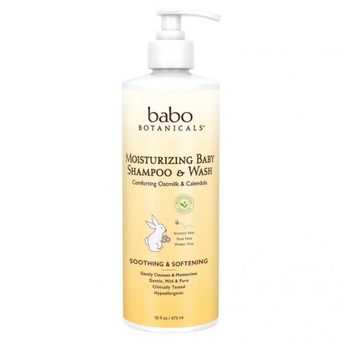 Babo Botanicals, 모이스처라이징 베이비 샴푸 & 워시, 오트밀크 & 카렌듈라, 16 액량 온스 (473 밀리리터)