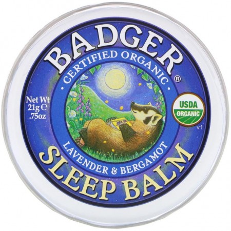 Badger Company, 유기농, 슬립 밤, 라벤더 및 베르가모트, 21g(0.75oz)