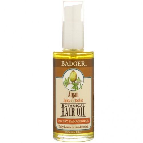 Badger Company, 식물성 헤어 오일, 아르간, 호호바 & 바오밥, 59.1ml(2fl oz)