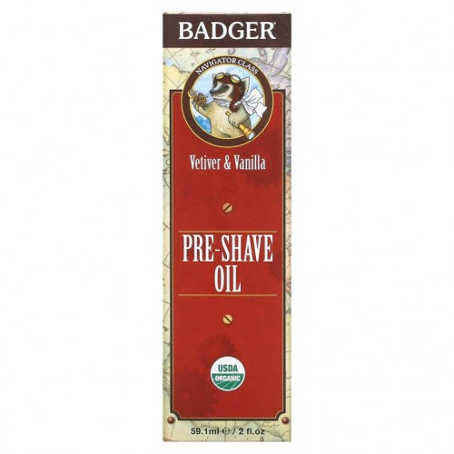 Badger Company, 프리쉐이브 오일, 네비게이터 클래스, 베티베르 및 바닐라, 59.1ml(2fl oz)
