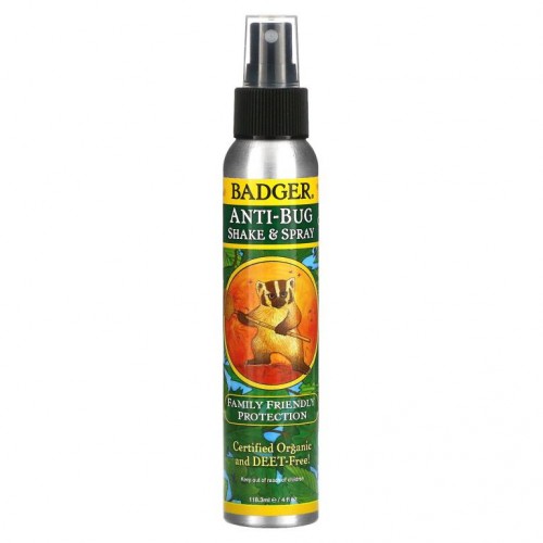 Badger Company, 벌레 퇴치제, 셰이크 & 스프레이, 118.3ml(4fl oz)