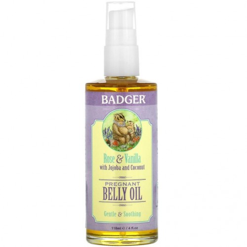 Badger Company, 유기농 땅콩 벨리 오일, 장미 & 바닐라, 4 fl oz (118 ml)