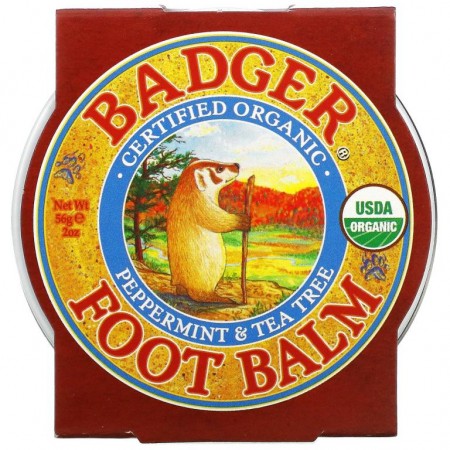 Badger Company, 풋 밤, 페퍼민트 및 티트리 향, 56g(2oz)
