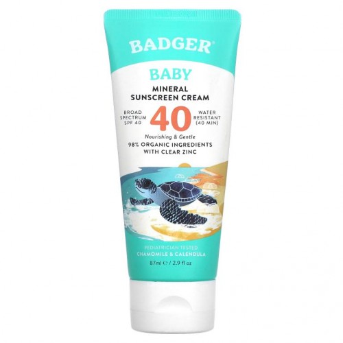 Badger Company, 유아용 자외선 차단 크림, SPF 40, 카모마일 및 금잔화 향, 87ml(2.9fl oz)
