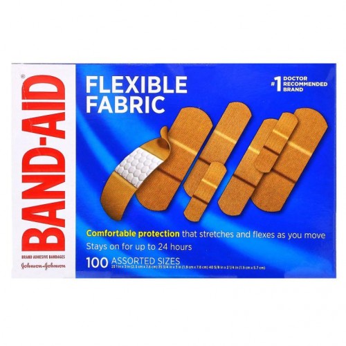 Band Aid, 접착형 밴드, 신축성 원단, 다양한 사이즈 100개
