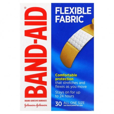 Band Aid, 점착형 밴드, 신축성 원단, 30개