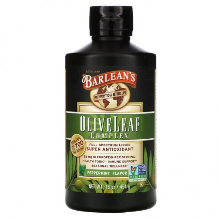 Barlean's, 올리브 잎 복합체, 페퍼민트 맛, 454g(16oz)